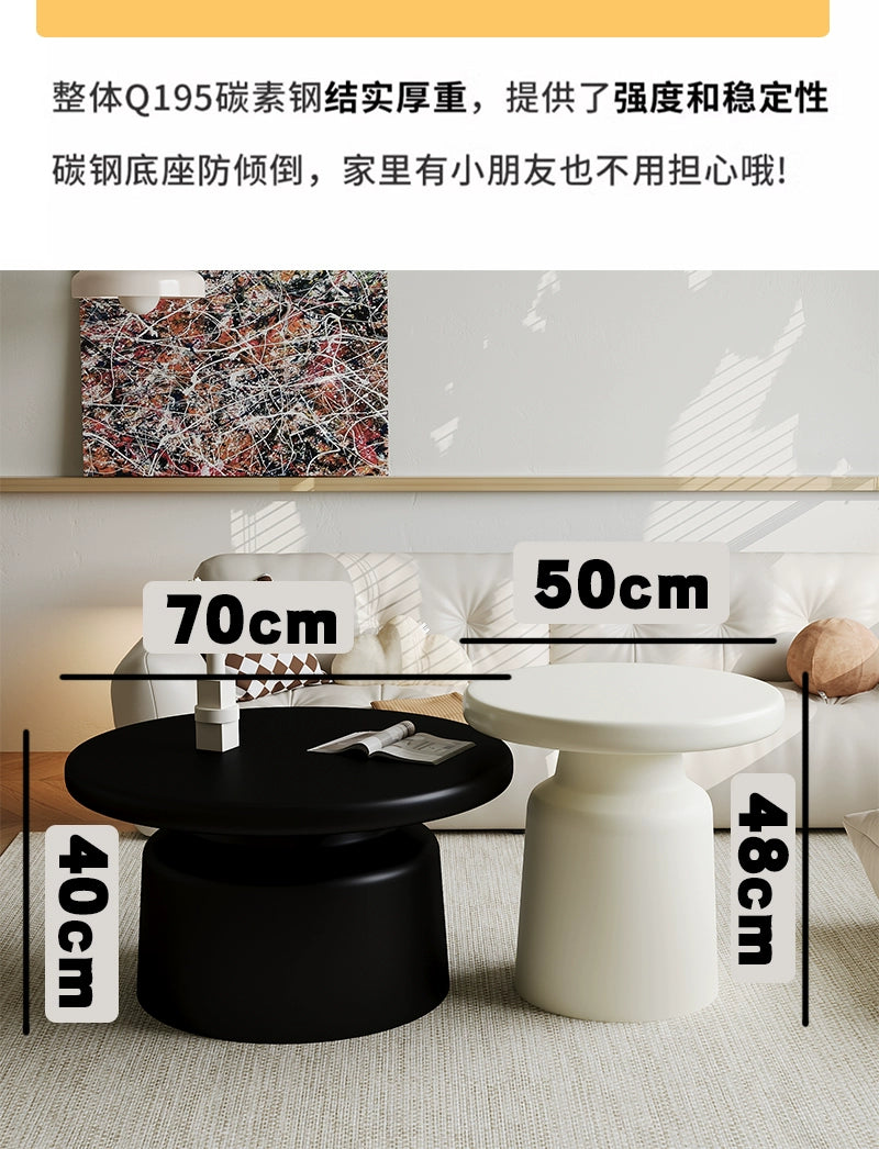 Creamy Wind Apartment Coffee Table Living Room Household Small Apartment Simplicity Iron Round Homestay Coffee Table Furniture