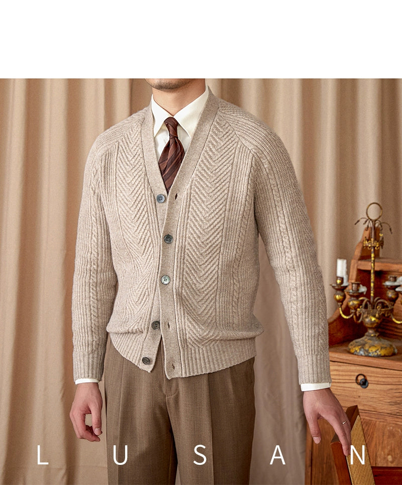 Heritage Vintage Wollcardigan V-Ausschnitt - Slim, Warm LXL
