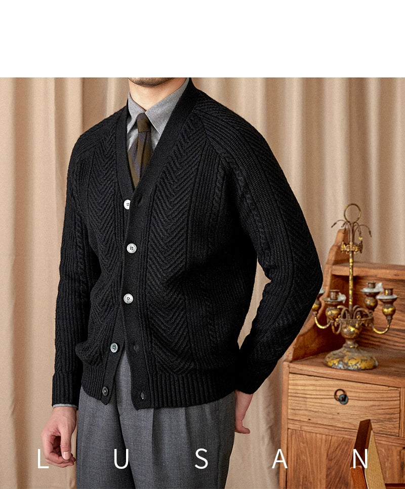 Heritage Vintage Wollcardigan V-Ausschnitt - Slim, Warm LXL