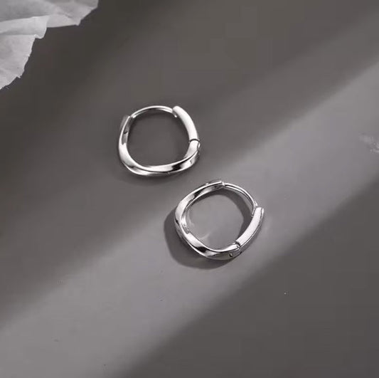 Cercei din argint 925, cercei rotunzi ondulați, 1,5 cm