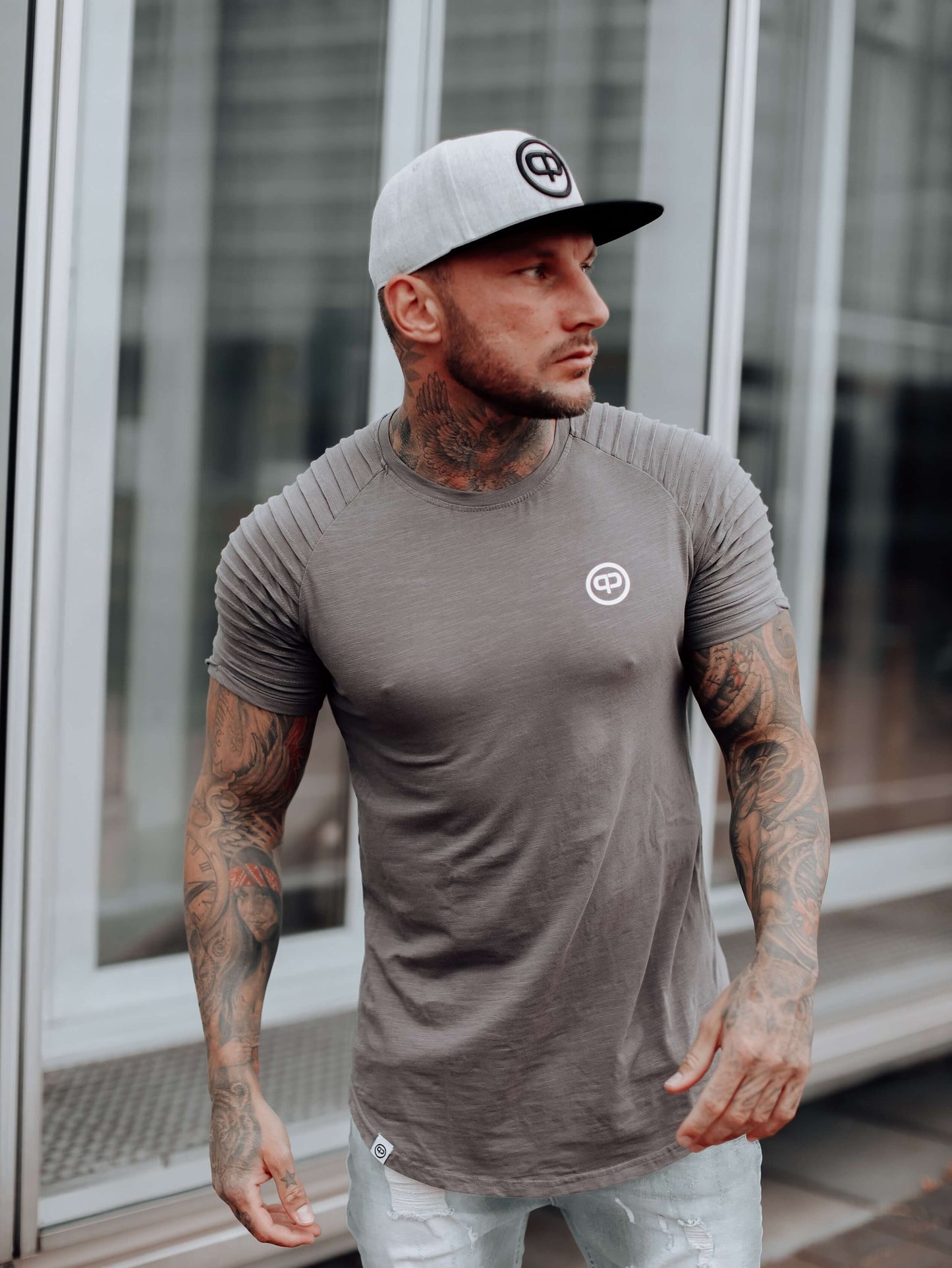 Snapback Cap - Grey on Black