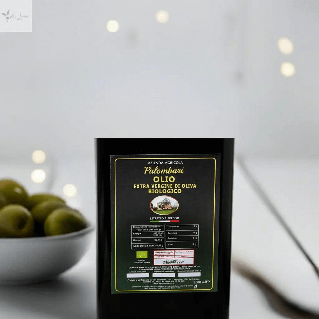 Ulei de măsline extravirgin premium organic Palombari - Calitate înaltă - Capacitate 0,5 l, Dimensiuni 6 x 23 cm