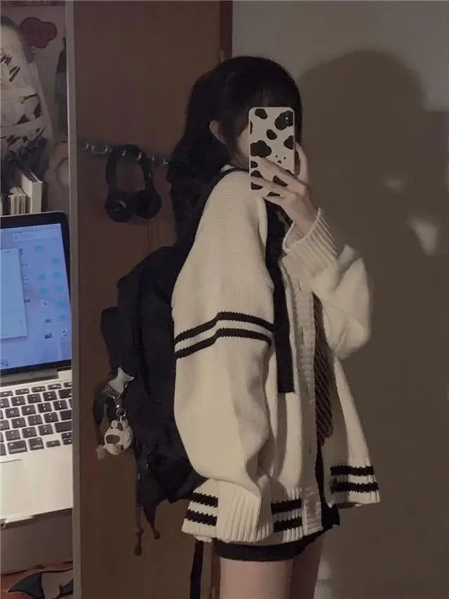 Altayskiy Cardigan Beig Patchwork Korea Stil Lovely Cozy - Regular Länge Gewicht 120–220 g/m² Knopfverschluss