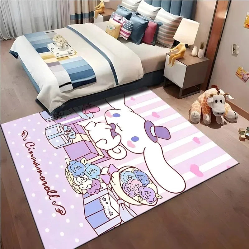 Cute cartoon Sanrio cinnamon dog printed carpet kids room game non-slip soft floor mat living room bedroom home decoration