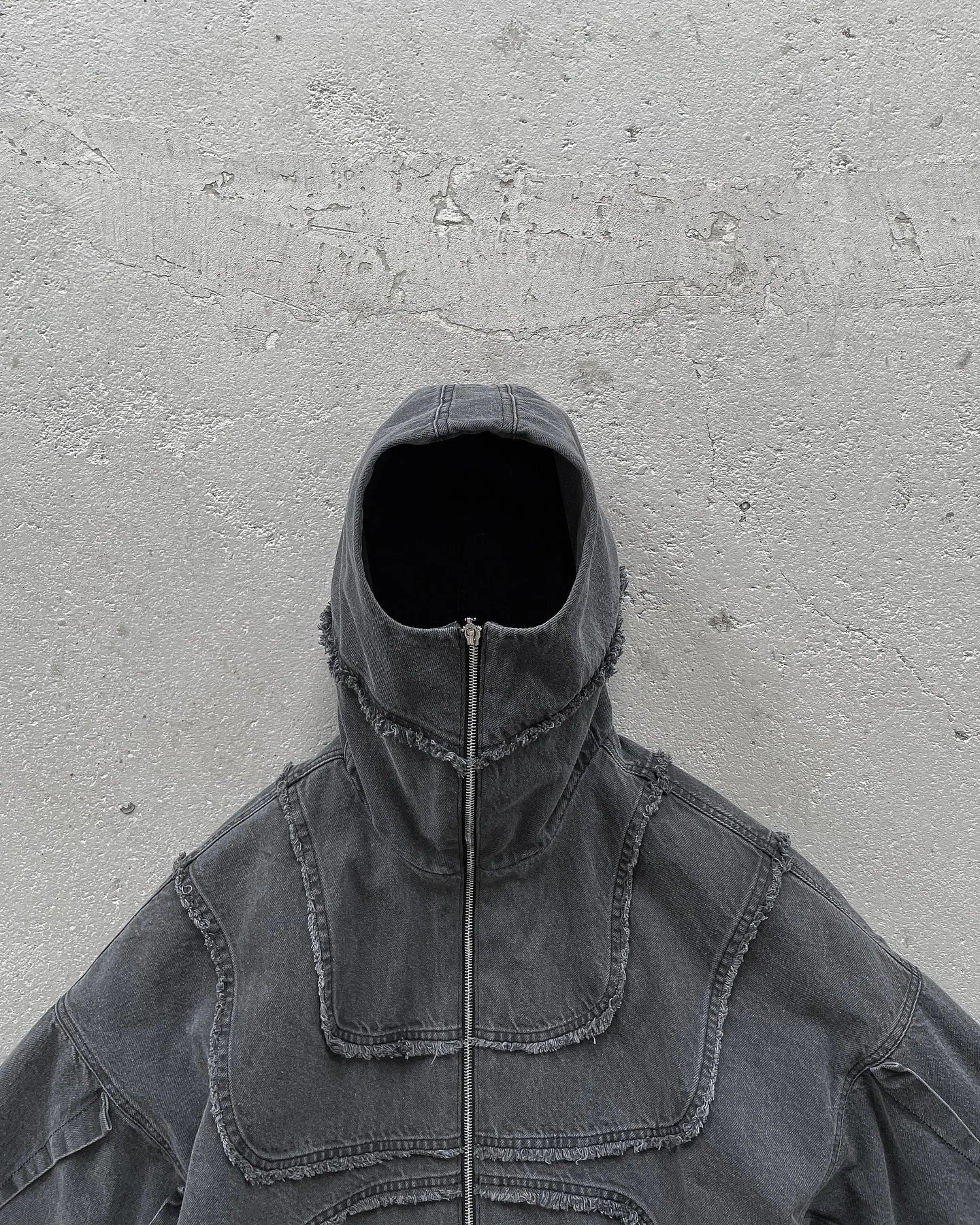 Washed Denim Jacket Y2K American Double Zipper Stitching Flanging Design Streetwear Gothic High Street Oversized Unisex Pullover