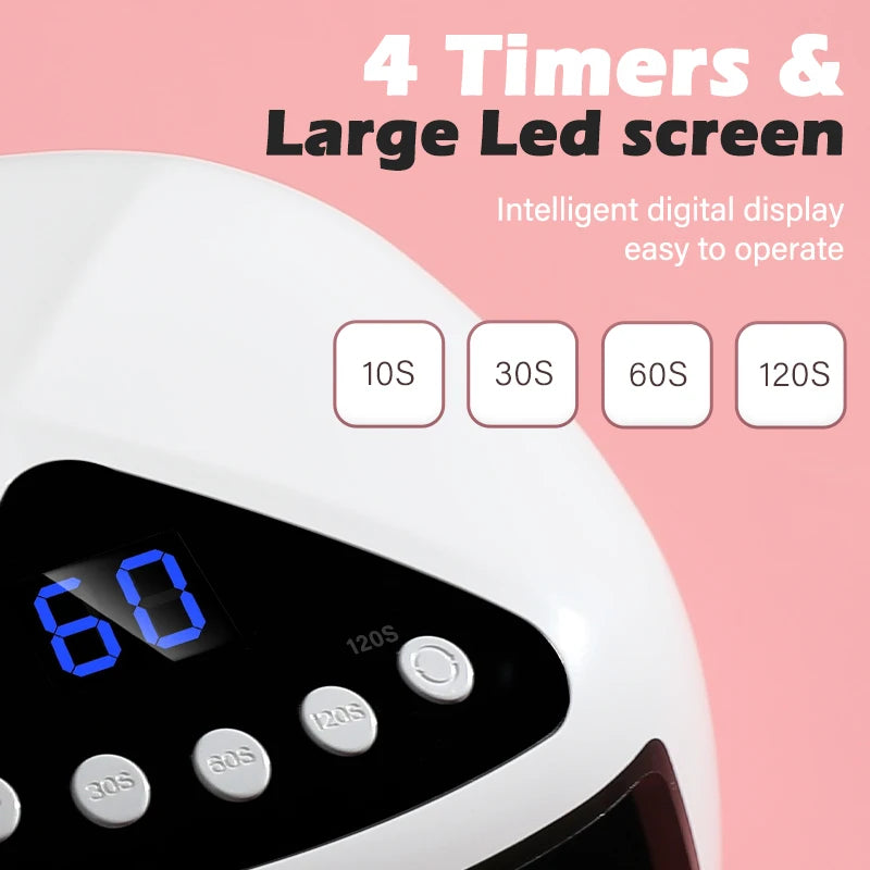 UV LED Nail Lamp Nail Dryer with LCD Display Auto Sensor 4 Timer Setting Gel Curing Lamp Gel Polish Light 32 Bead for Home Salon