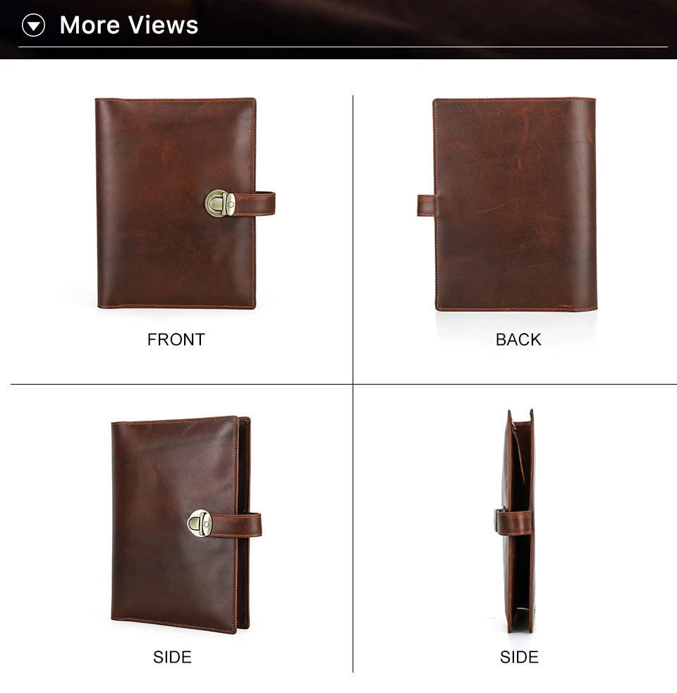 Luxury Retro Genuine Leather Notebook A5 Cover Case with Pen Holder Metal Buckle Journal Office Diary Travel Handmade Sketchbook