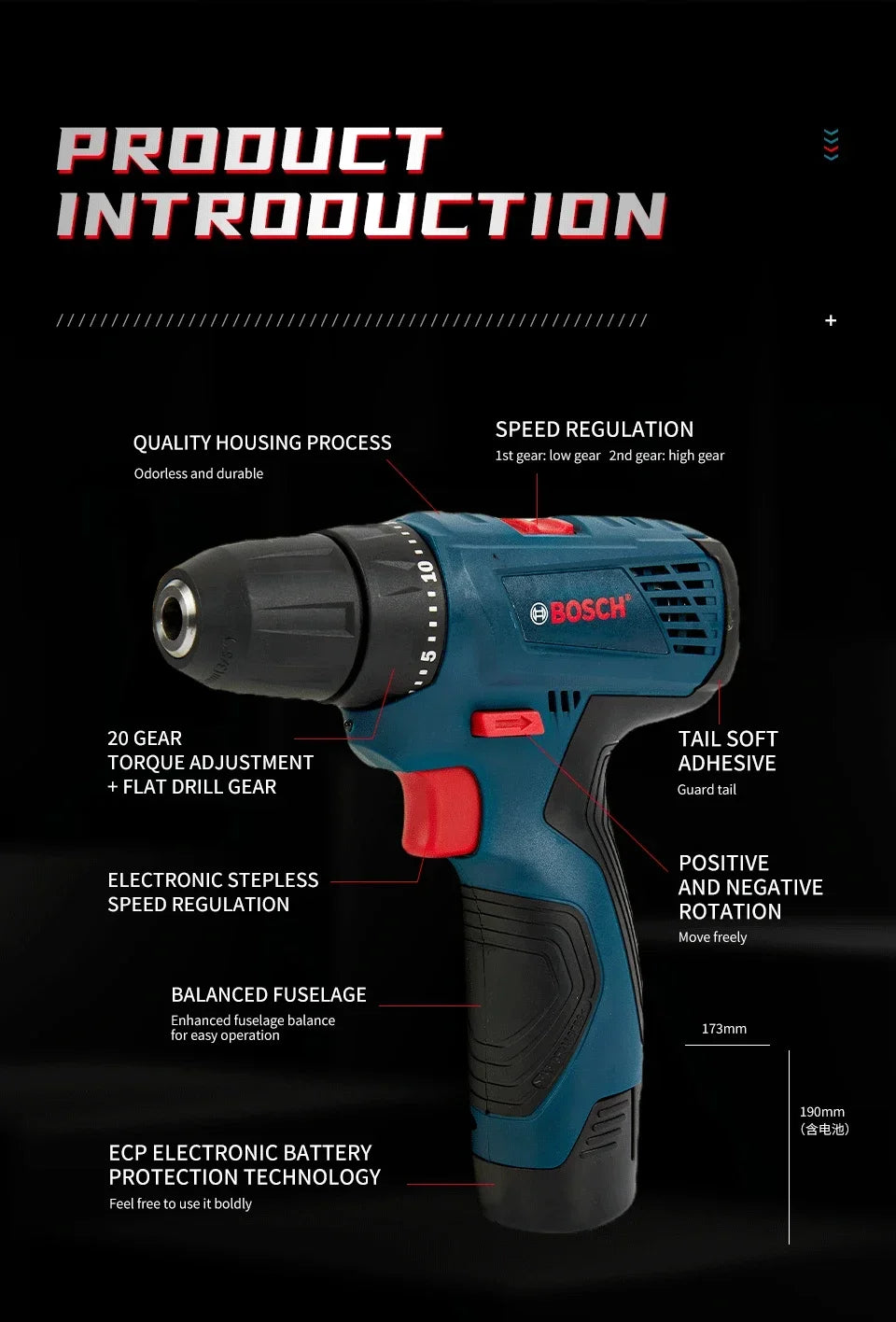 Bosch Professional Elektrobohrer GSR120-LI Akku Elektro Hand Bohrer Multi-Funktion Heim DIY Schraubendreher Elektrowerkzeuge