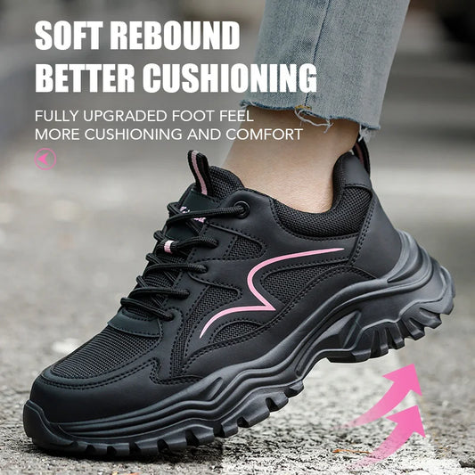 New Fashion Women Safety Shoes For Work Safety Boots Breathable Steel Toe Puncture Proof Sport Work Sneakers Slip-resistant