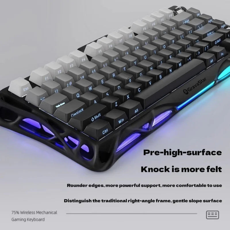 Gravastar 75k1 Mechanische Tastatur - RGB, BT, Alu, 2.4G