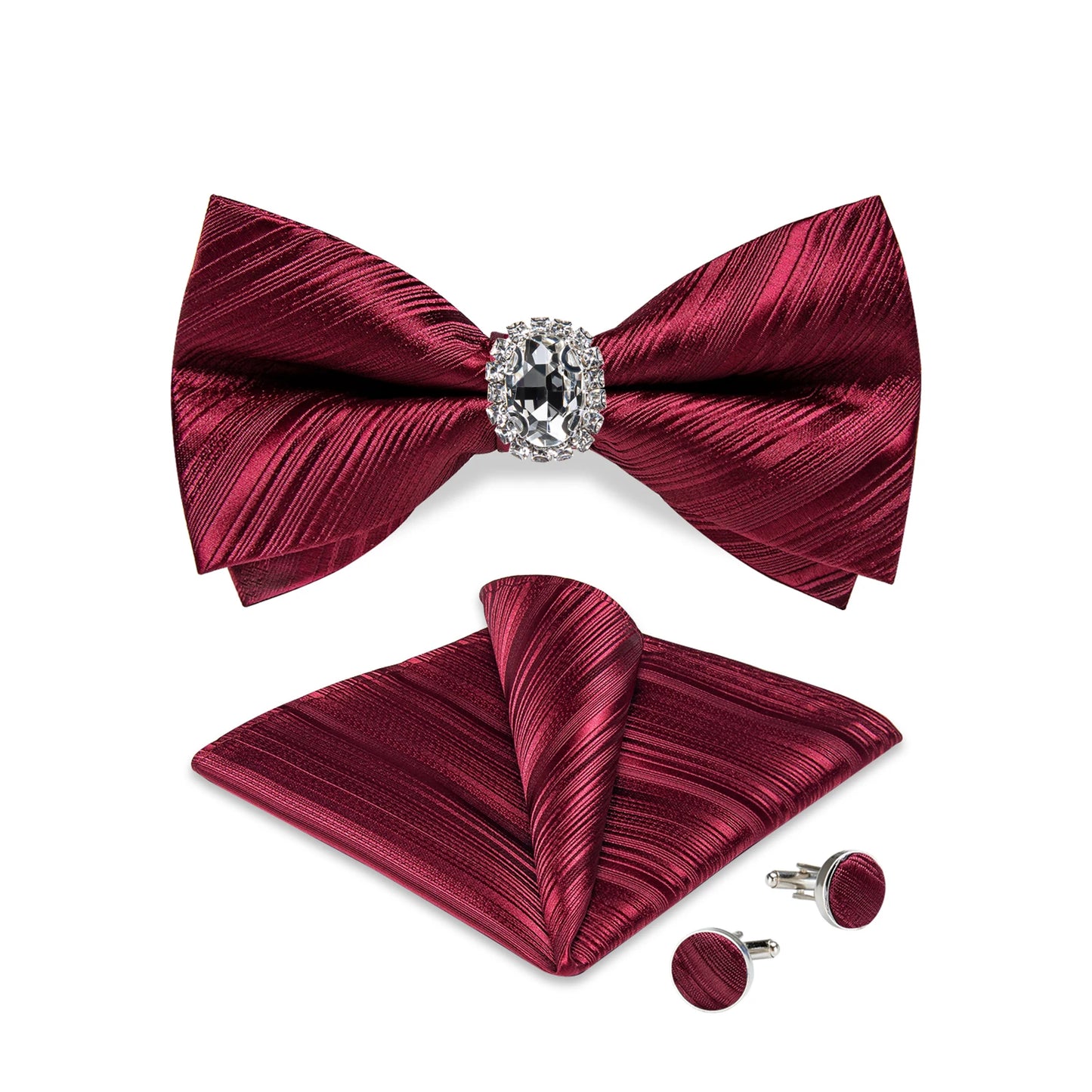 Designer Men's Silk Bowties Pocket Square Cufflink Set for Man Wedding Pre-tied Bow Ties Fashion Butterfly Knot Business Bowties
