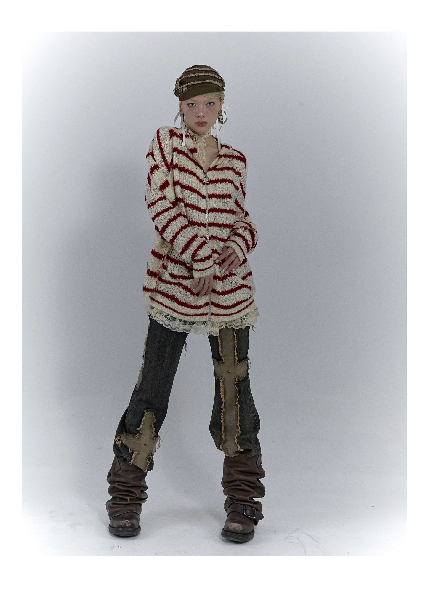 Karrcat Grunge Strickjacke Hollow Out - S/M, Vollarm