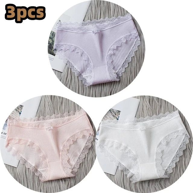 Damen Lingerie Unterwäsche mit Schleife Baumwolle Niedrig Bund Einfaches Design Komfortabel