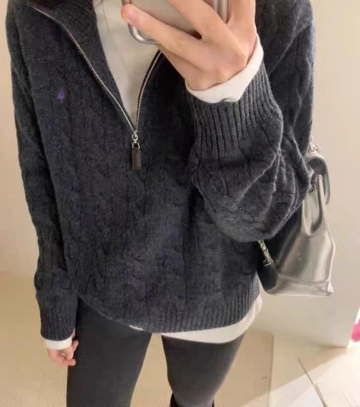 BONNTEECN Cardigan Halfzip Weiches Strickmaterial - Größe M, Reißverschluss, Mittleres Gewicht