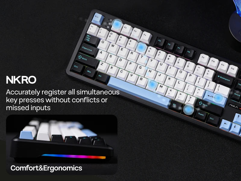 Tastatură de gaming 2025: EPOMAKER X AULA F108 PRO, dimensiune completă, 100% ANSI, cu configurație - înlocuire la cald, cu fir/2.4GHz/Bluetooth, colecție de iluminare de fundal RGB