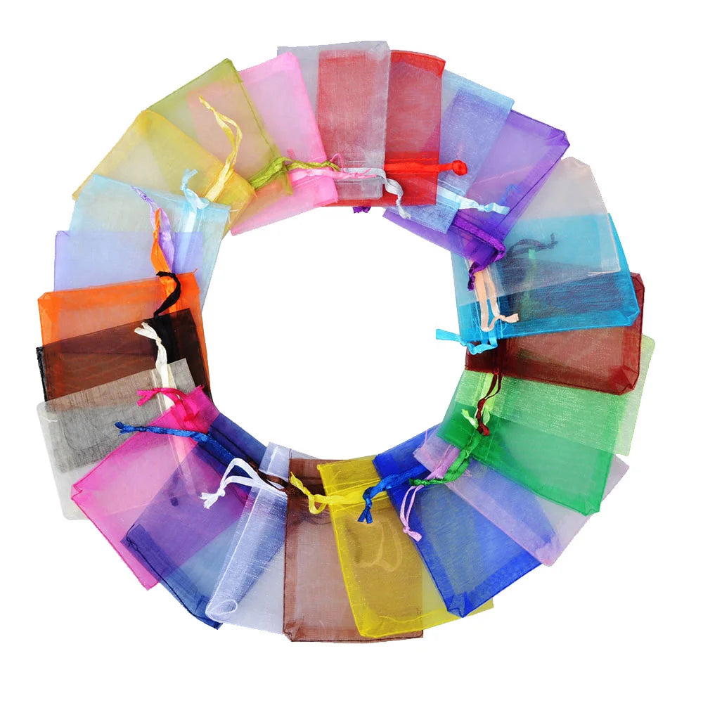 Organza Beutel Set 2025 - 100 Stück 24 Farben Aufbewahrung Back to School Organisation