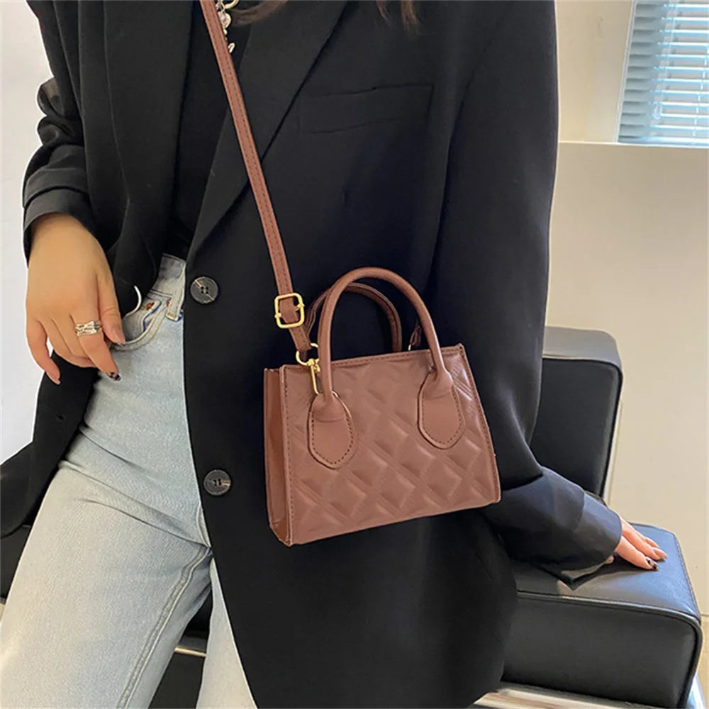 Fashion Shoulder Crossbody Bag For Women Solid Colour Pu Leather Simple Female Daily Bag Casual Handbag Purse Clutches