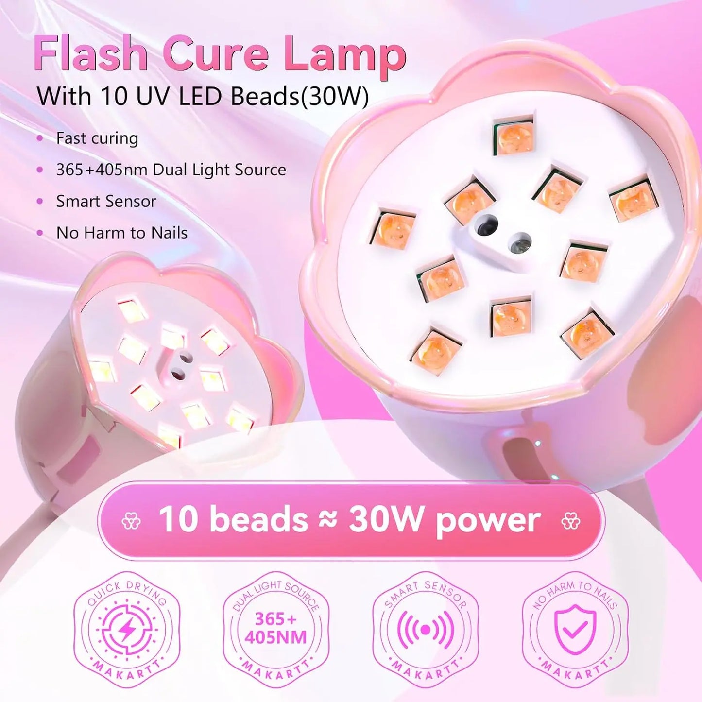 Lampă UV LED Makartt pentru unghii, reîncărcabilă, mini lumină UV pentru unghii cu gel, lampă UV cu gât de lebădă, 10W, Equitment Manichiură