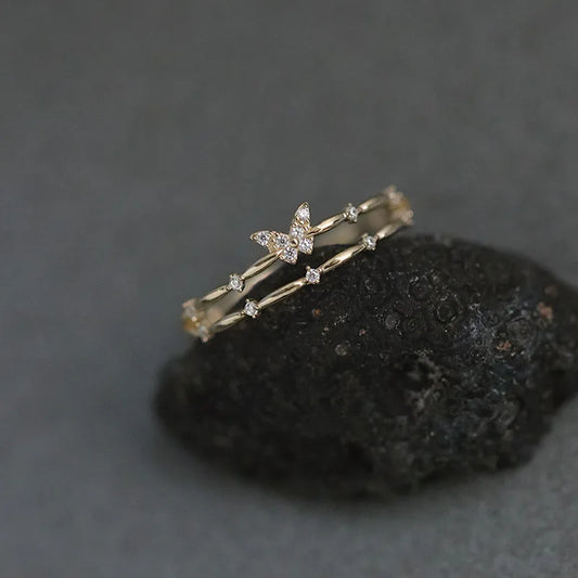 925 Sterling Schmetterling Ring - Zirkon, Öffnung, Doppel