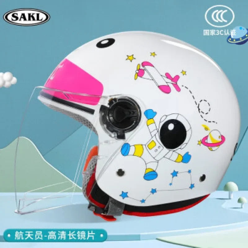 Children Cartoon Cute 4 season Motorcycle helmets Open face electric car bike child helmet for kids boy girl unicorn casco moto