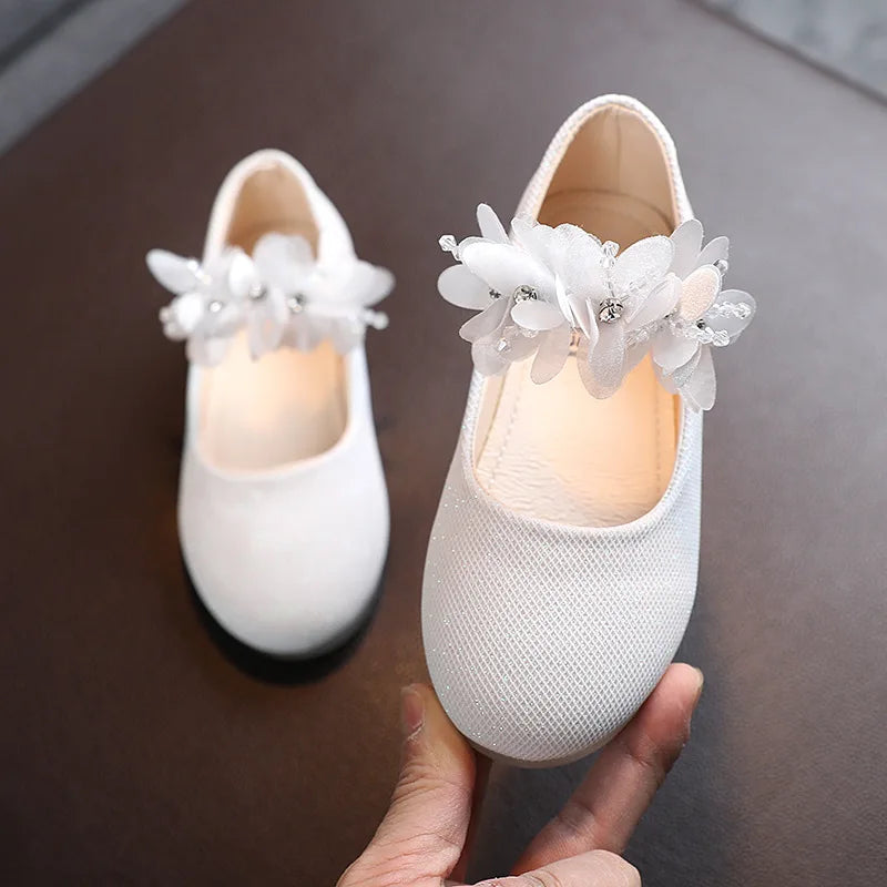 Mädchen Schuhe 2025 - Blumen Mary Jane Kristall Weiche Prinzessin Ballet Flats - Kleine Mädchen 1-7J Baby Hochzeit Party Leder Schuhe