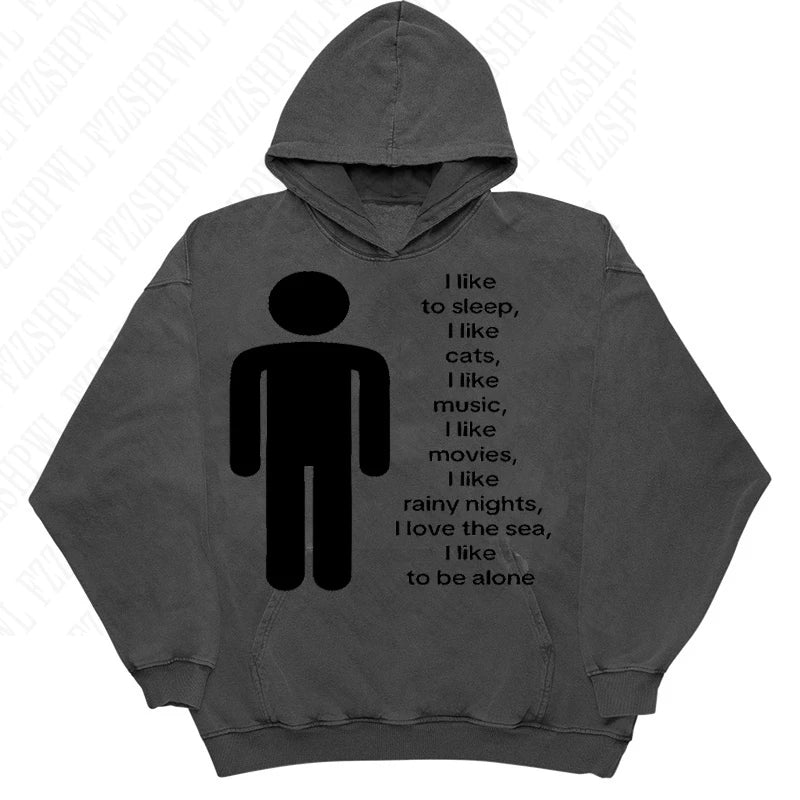 FZZSHPWLCN Harajuku Hoodie HipHop-Aufdruck - Größe XL Slim