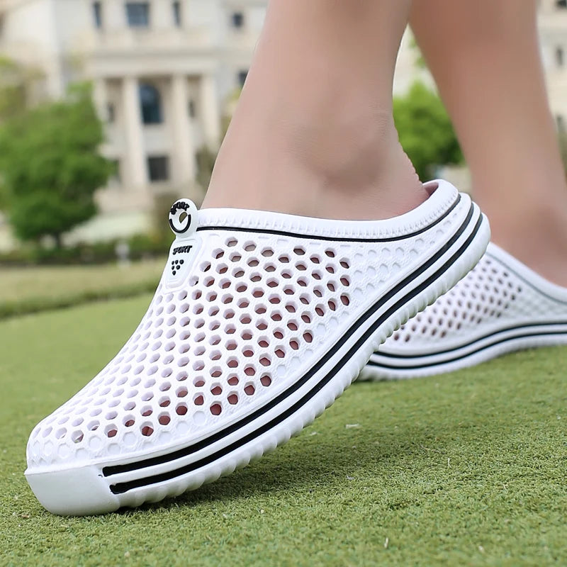 POLALI Damen Sandalen 2023 Sommer Sandalen Mode Ausgehöhlt Atmungsaktiv Strand Hausschuhe Flip Flops EVA Massage Hausschuhe Sandalen