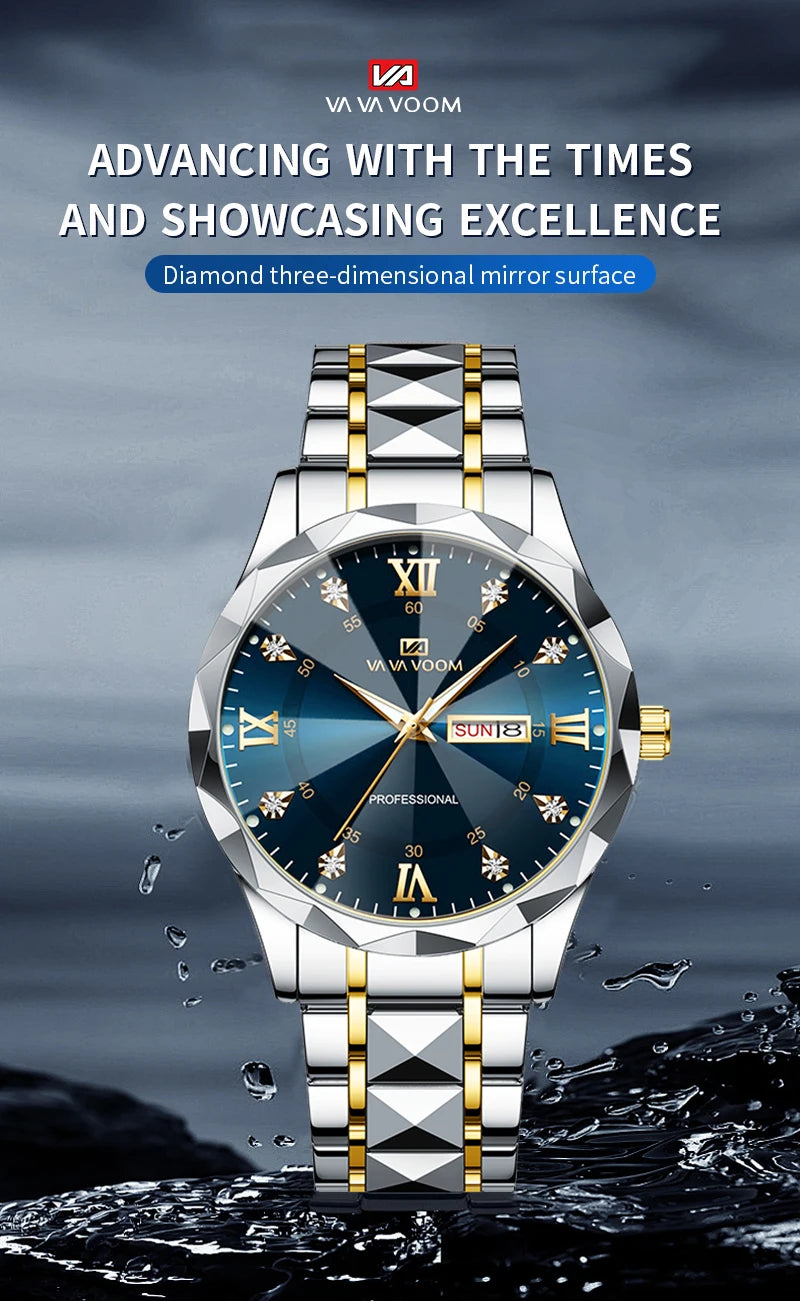 Wasserdiamant Night Glow Uhr - 41mm Edelstahl Quarz