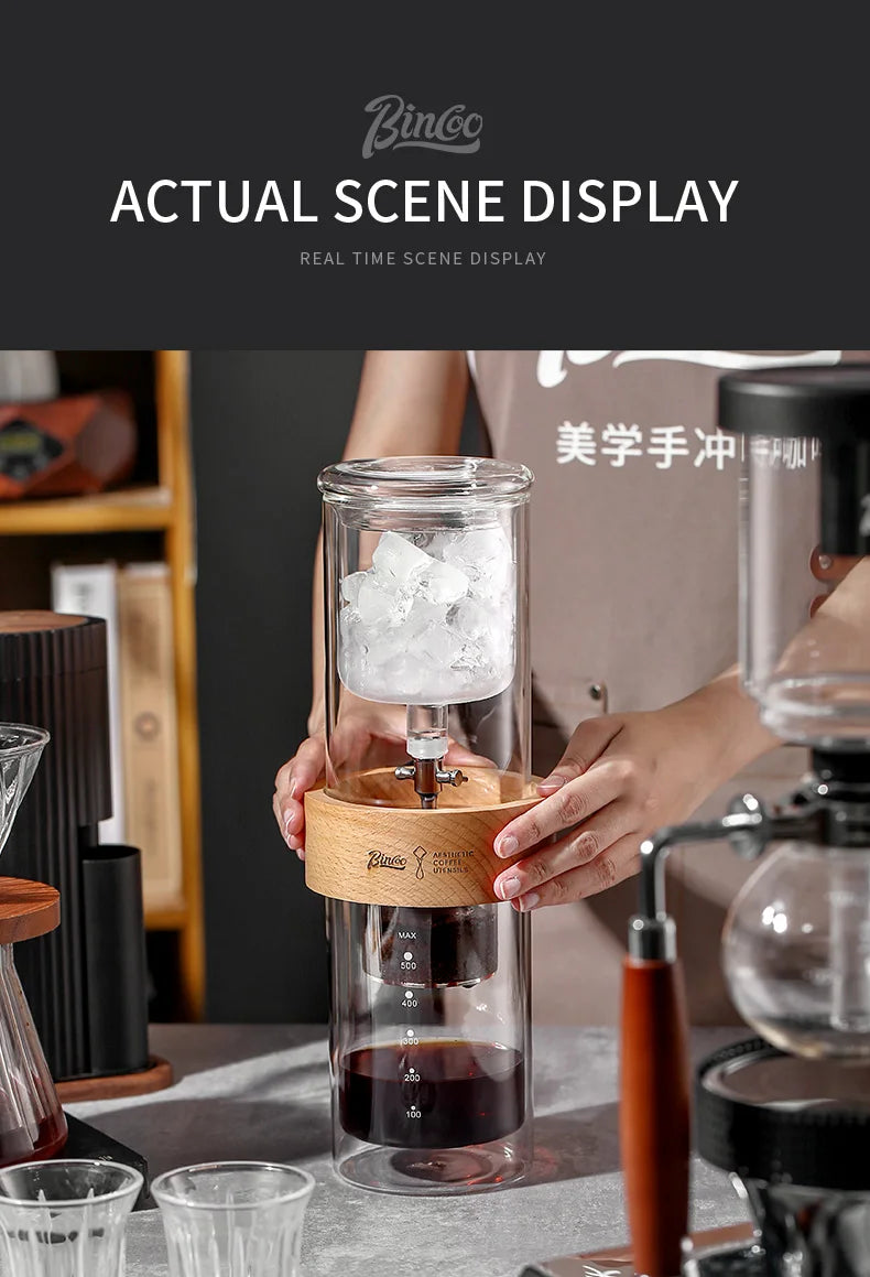 Glass Ice Drip Cold Brew Coffee Pot Portable Ice Cold Drinking Coffee Maker Home Kitchen Use Pour Over Kettle Removable Cleaning