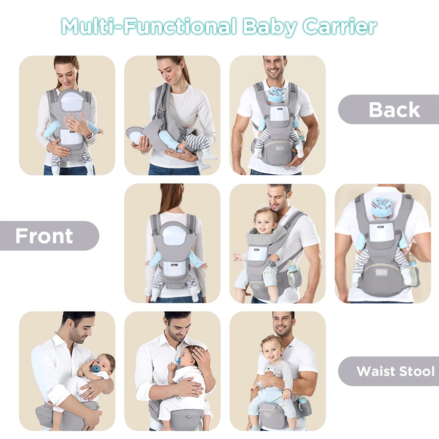 Babytrage 2025: dajinbear Baby Carrier Ergonomic Infant Multifunctional Waist Stool - Newborn Toddler Multi-use Before After Kangaroo Bag Accessories Collection