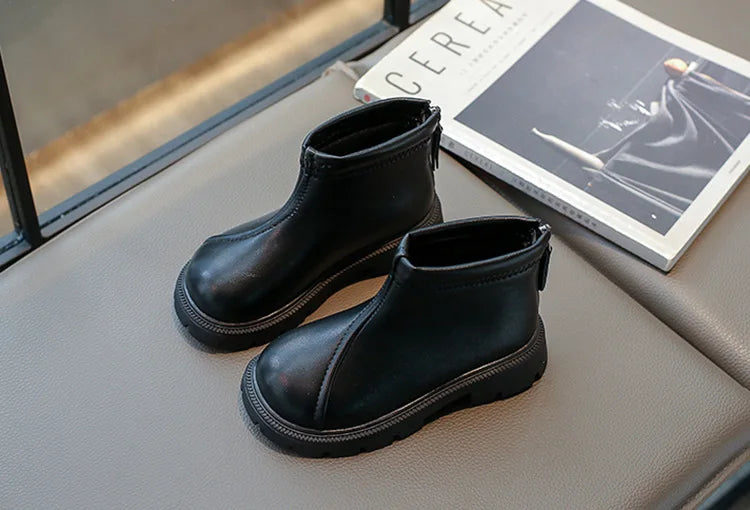 Herbst Winter Neue 2025 Kinder Fashion Stiefel - Mädchen Wasserdicht Rutschfest Reißverschluss - Weiche Sohle Leder Stiefel Kinder Casual Schuhe