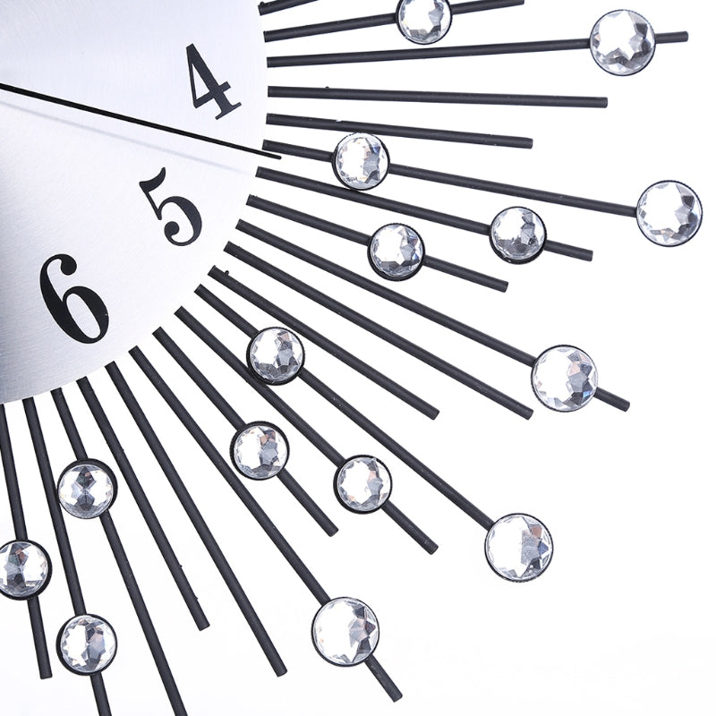 for Creative Diamond Modern 3D DIY Wall Clock Metal Luxury Room Home Office Deco