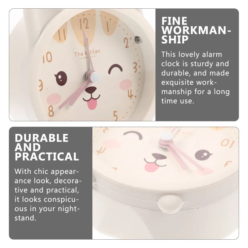 Clock Alarm Light Kids Night Bunny Travel Cute Table Desk Kitten Clocks Portable 12 S Bedroom Ages Lovely Aesthetic