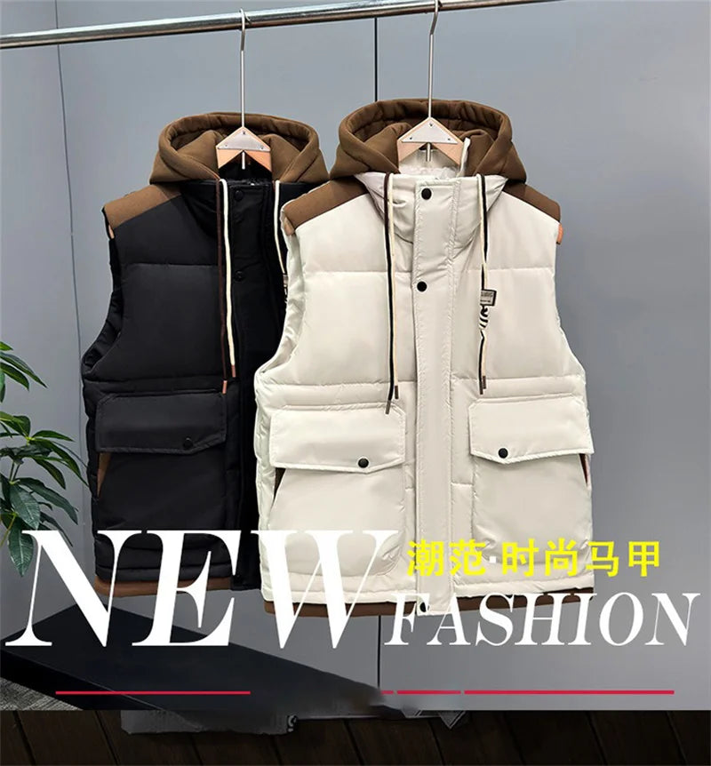 Fujian Herren-Weste abnehmbar Kapuze - Baumwolle, warm, L