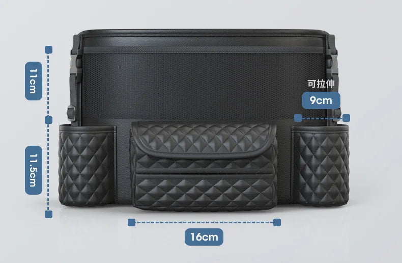 Geantă de depozitare din piele pentru scaunul auto, suport pentru geantă de mână auto de lux între scaune, buzunare pentru pahar de apă, depozitare și ordonare