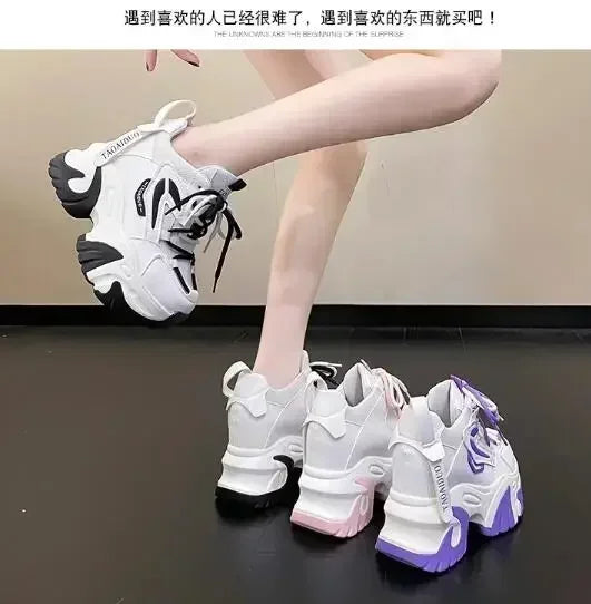 Fashion Sneakers For Women 11CM Platform Chunky Casual Shoes High Quality Autumn Woman Tenis Female Walking Trainers Thick Sole