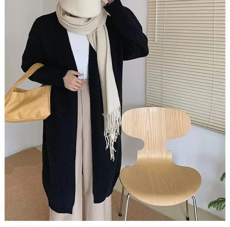 Mooclound PYTZX-b108 Lang Strickcardigan- Baumwolle Größe SL