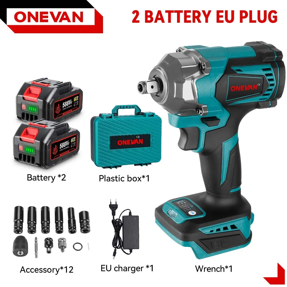ONEVAN 1200N.M Brushless Electric Impact Wrench 3 Funtion 1/2" Cordless Screwdriver Electric Drill for BL1840B BL1850 18V Batter