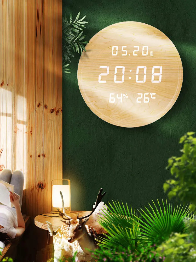 LED Leuchtende Elektronische Uhren 2025 - Wohnzimmer Heim Mode Kreativ - Nordisch Licht Luxus Einfach Wanduhr