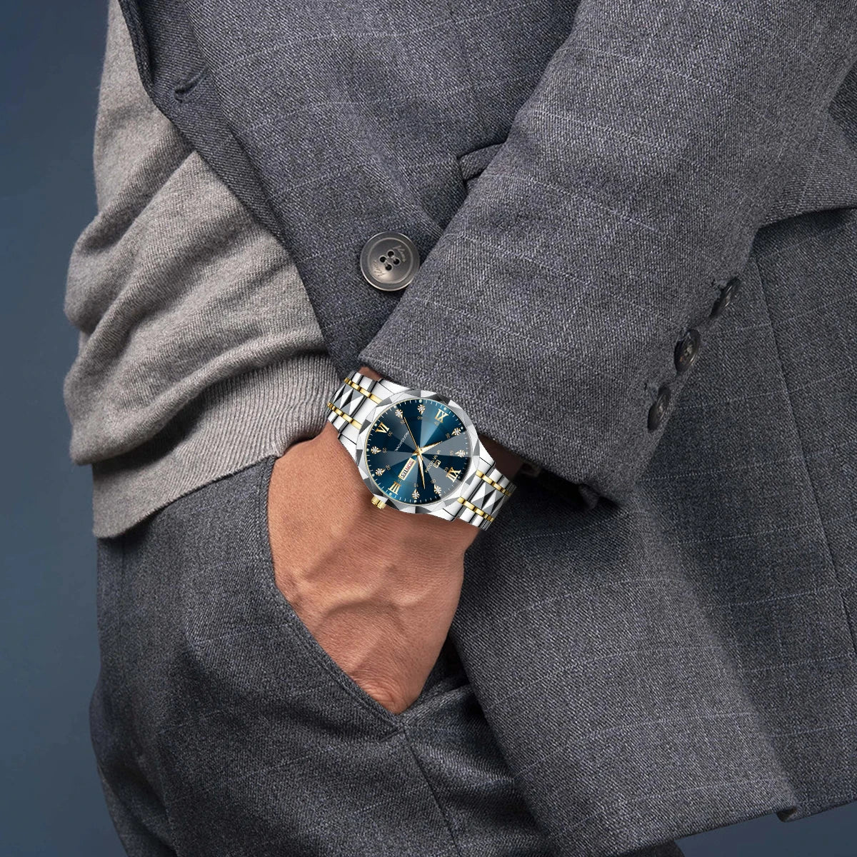 Wasserdiamant Night Glow Uhr - 41mm Edelstahl Quarz