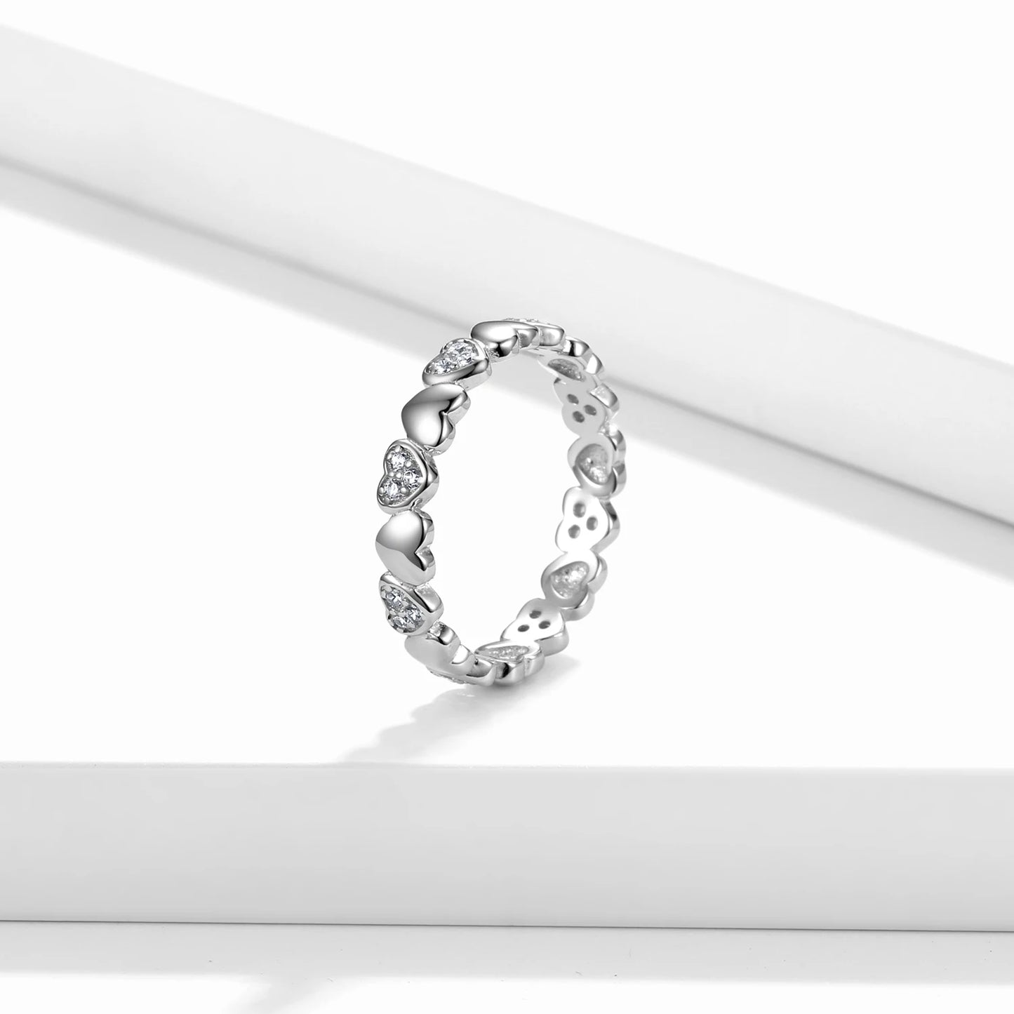 JIUHAO Ring Romantisch Mehrlagig - 925 Silber Zirkon 2g