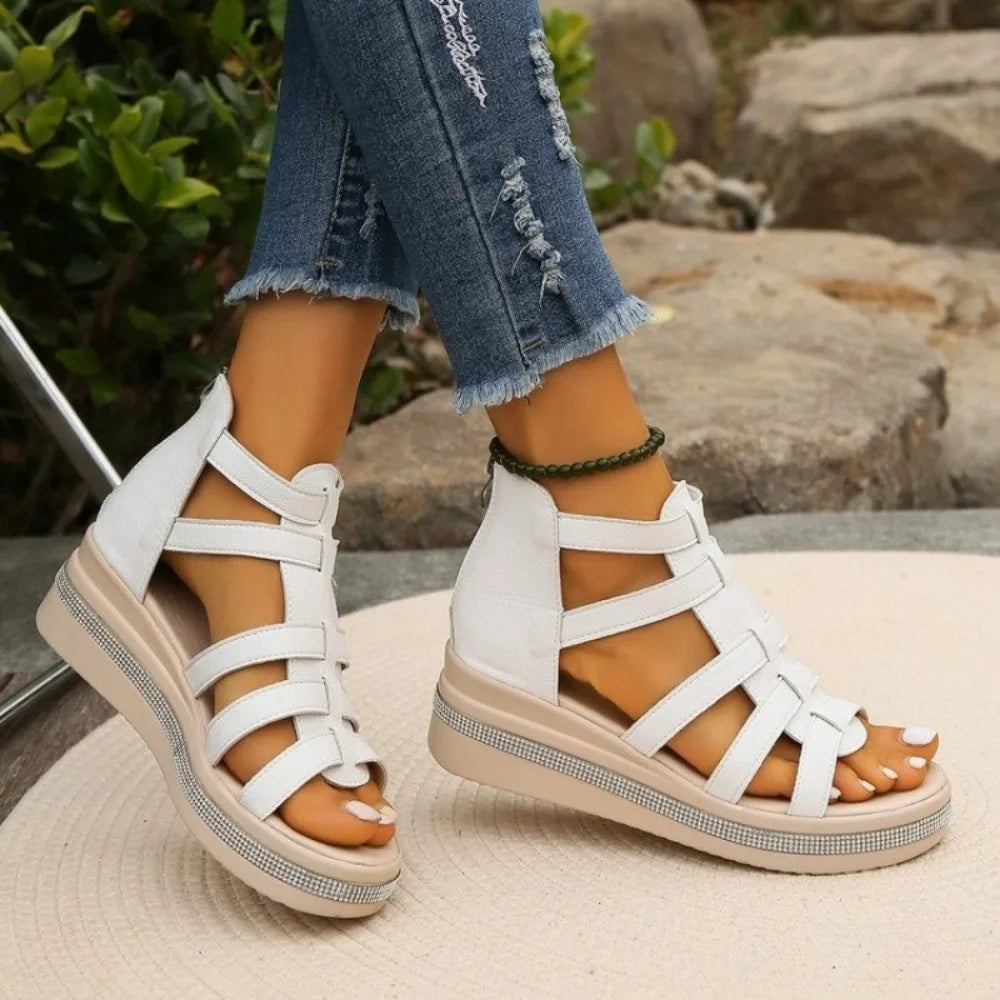 QWPYL Damen Sandale Mehrfachriemen - Dicke Sohle 3-5cm