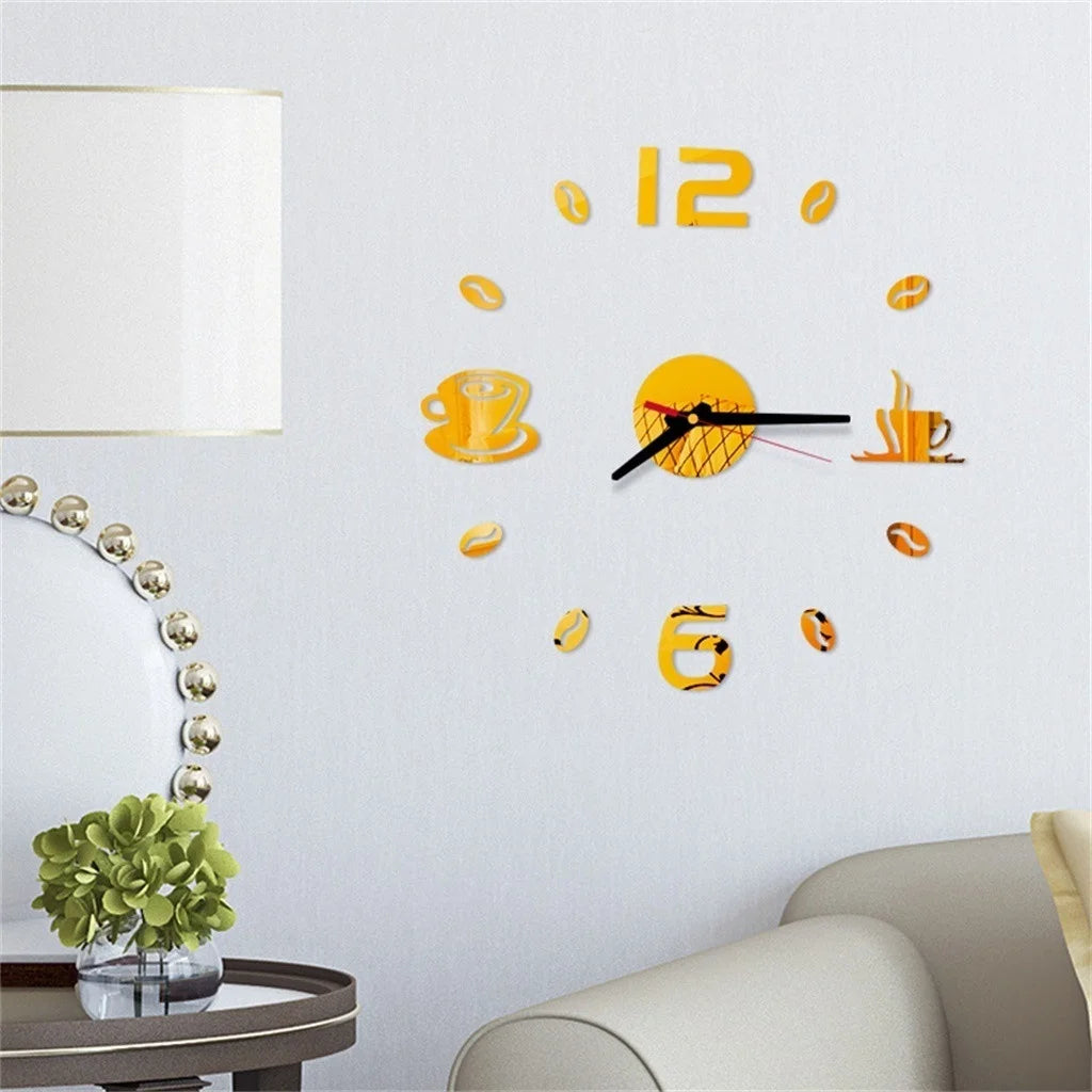 Digital Wall Clock Sticker Modern Design DIY Kitchen Living Room Home Decor Diy Quartz Needle