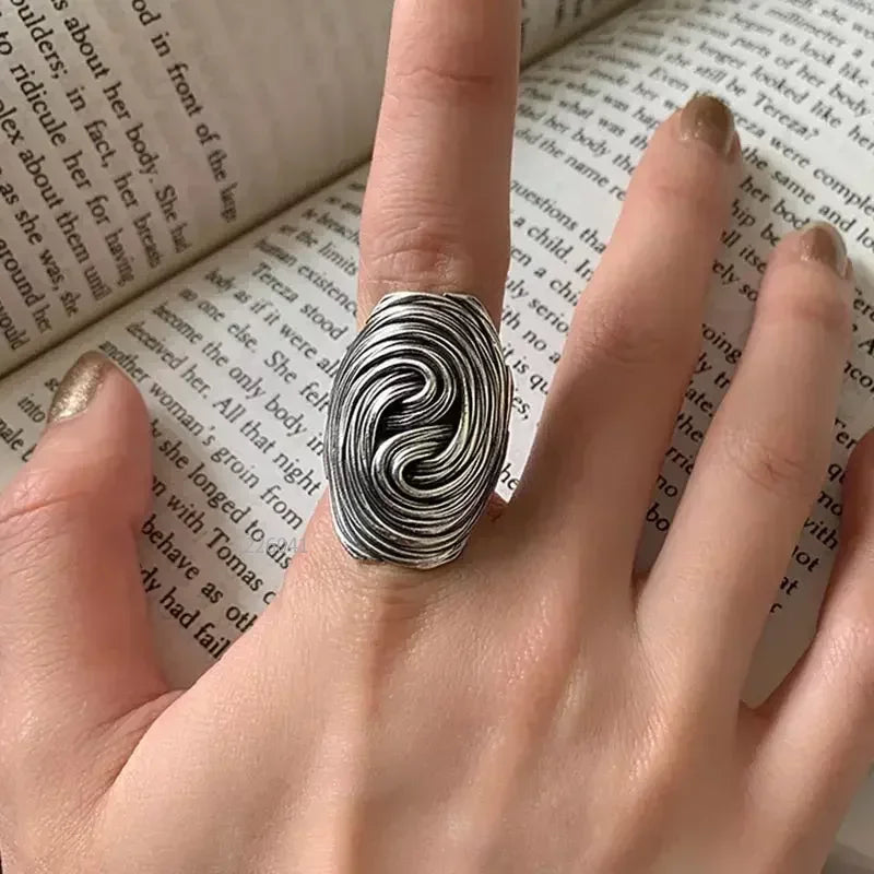 Vintage Exaggerated Irregular Ring Punk Geometric Flower Opening Adjustable Rings for Women Men Finger Jewelry Party Gifts