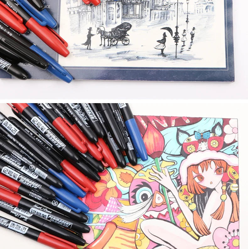 AIWOSUOAIB Permanentmarker 3er Öl - 1,5mm Schwarz Blau