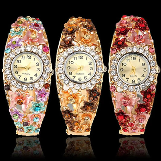 Blume Schmetterling Frauen Uhr 2025 - Zifferblatt Strass Armband Armbanduhr - Fashion Armbanduhr Weiblich Casual Damen Uhren