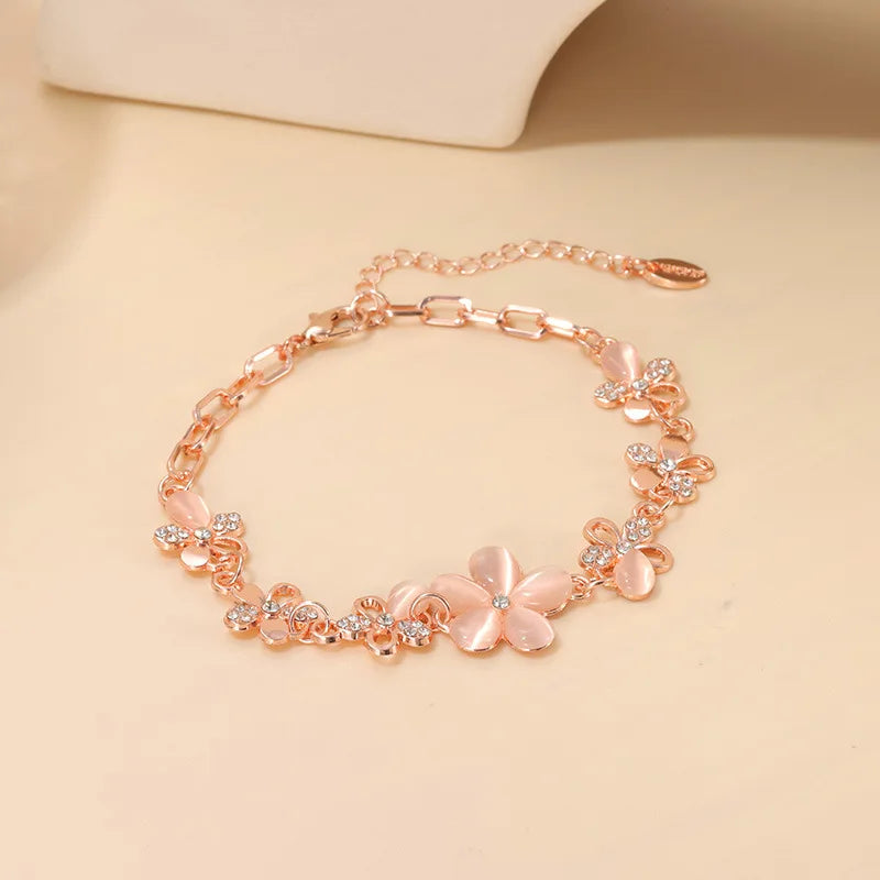 Damen-Armband 2025: Shining Rhinestone Bracelet Women Sparkling Rhinestone Flower - Bracelet Elegant Women's Wristband with For Girls Gifts Collection