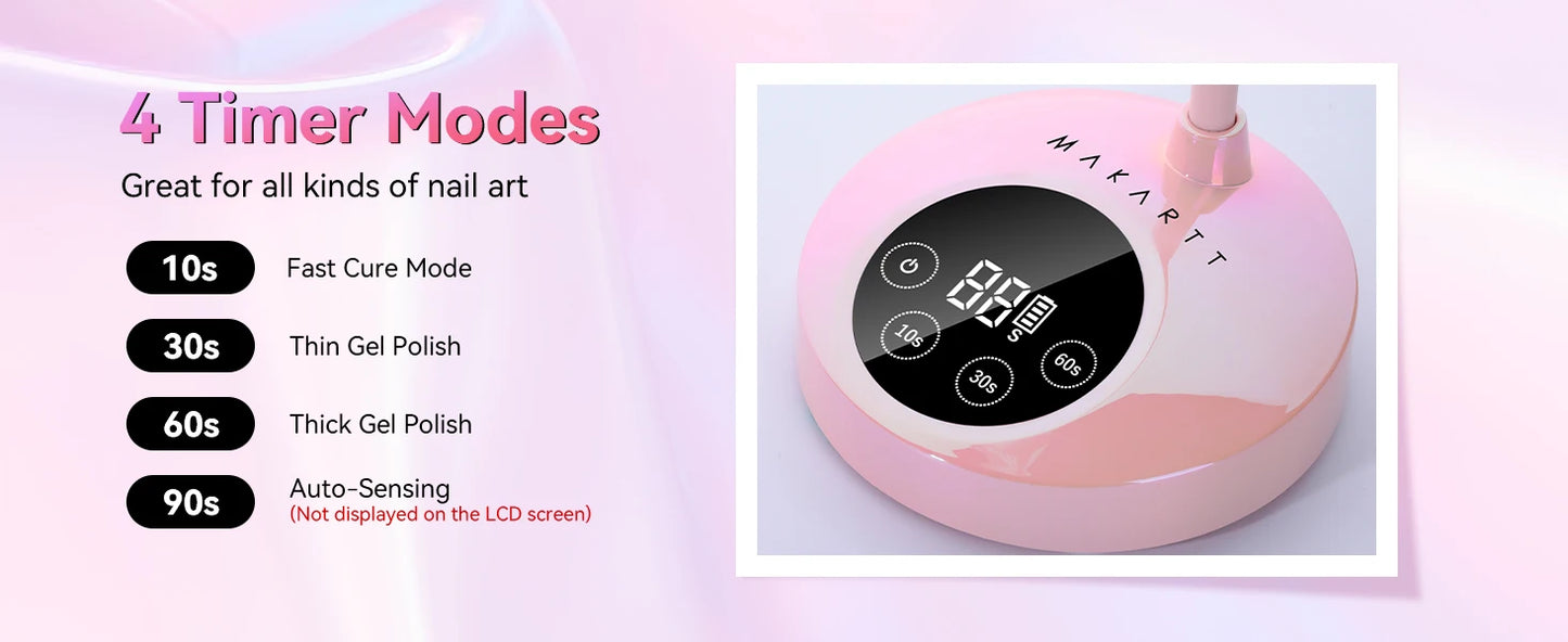 Lampă UV LED Makartt pentru unghii, reîncărcabilă, mini lumină UV pentru unghii cu gel, lampă UV cu gât de lebădă, 10W, Equitment Manichiură