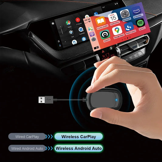 IHeylinkit 2024 New 2 In 1 Mini Wireless Carplay Android auto Wireless Adapter Smart connectivity for most vehicle models - Golden Bridge Store
