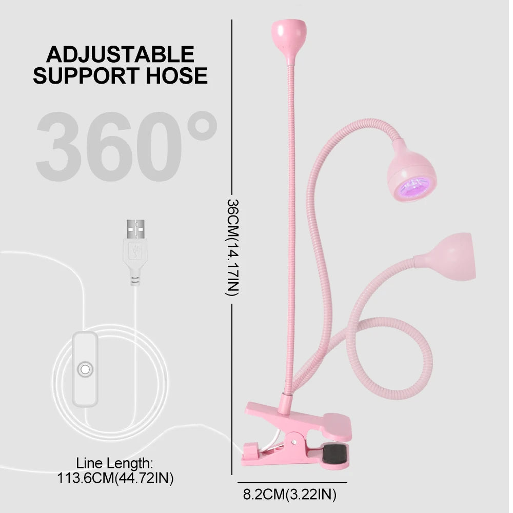 Lampă de unghii 2025: Limegirl Nail Lampă LED UV cu uscare a ojei cu gel - Mini uscător de unghii portabil USB cu clipsare flexibilă pentru birou Colecție salon de manichiură